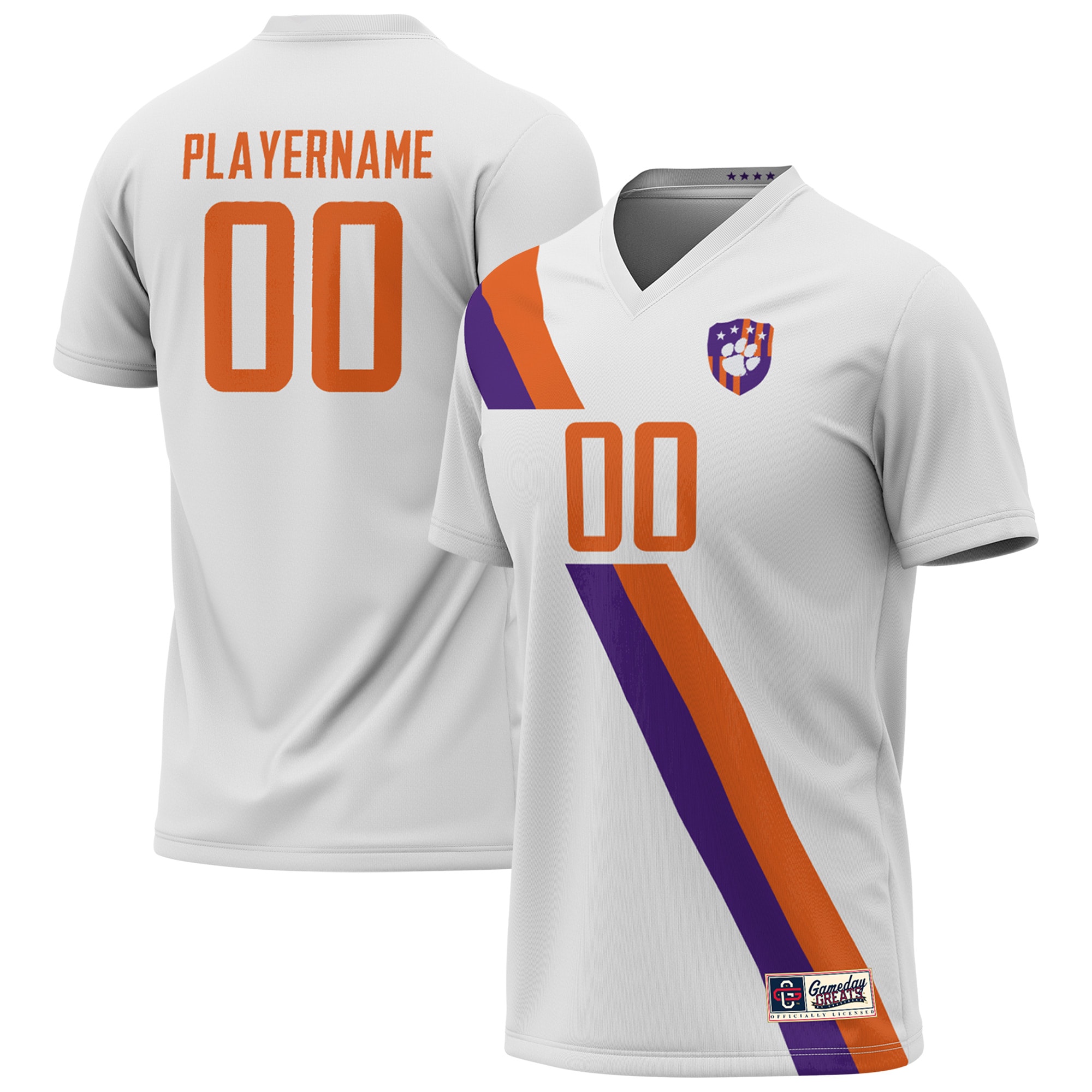 [NJP] Women's Clemson Tigers GameDay Greats NIL Pick-A-Player Men's Soccer Fashion Jersey - White