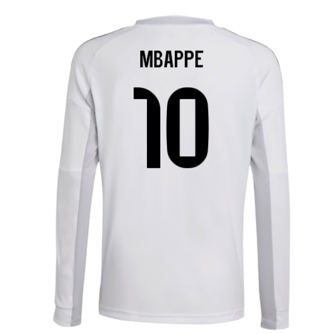 2025-2026 Madrid Real Madrid Long Sleeve Home Kit Shirt (Kids) (Mbappe