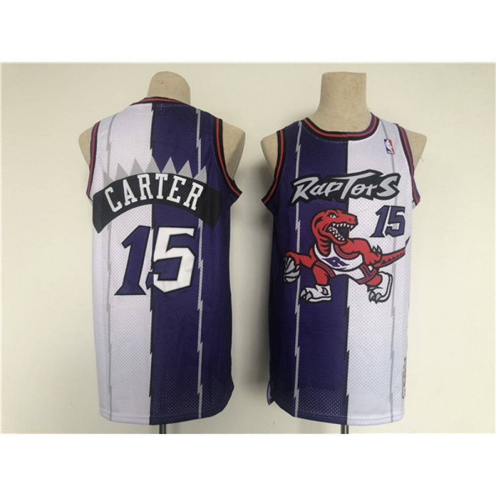 Men's Toronto Raptors #15 Vince Carter White/Purple Splite Basketball Jersey
