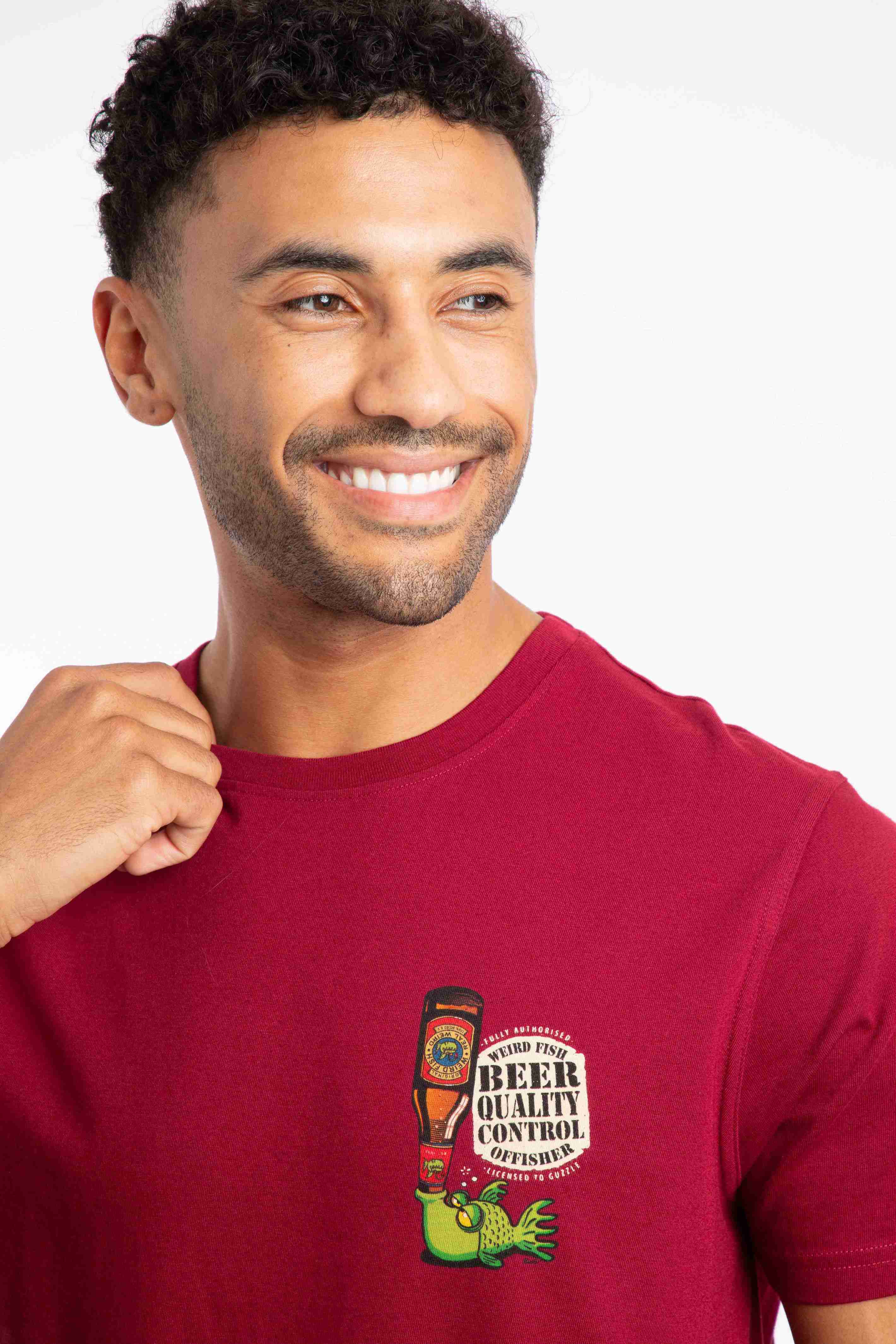 Beer Offisher Back Print Artist T-Shirt Garnet