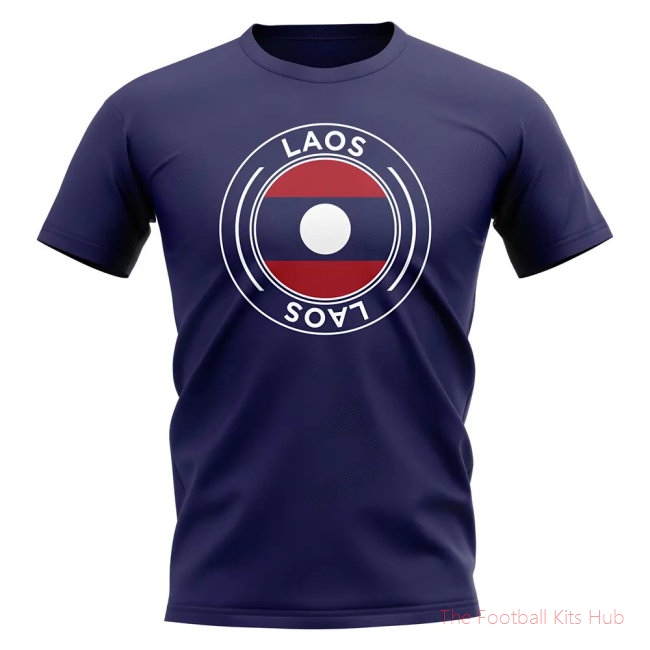 Laos Football Badge T-Shirt (Navy)