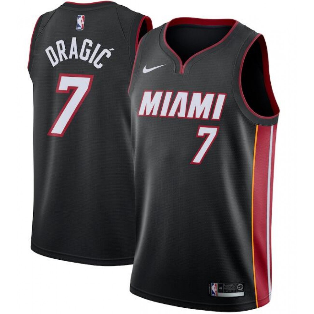 Men's Miami Heat #7 Goran Dragic Black Icon Edition Swingman Stitched Jersey
