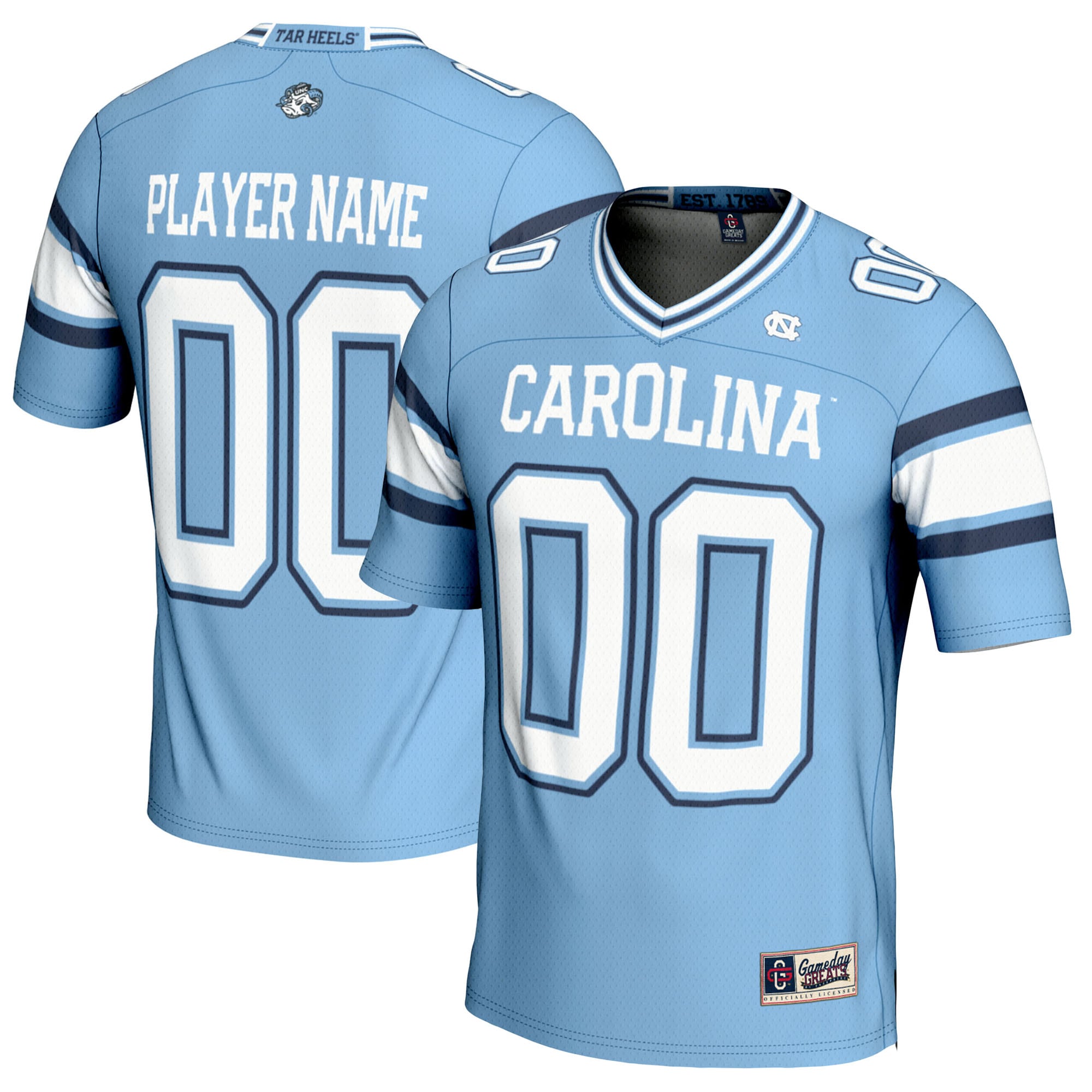 [NJP] North Carolina Tar Heels GameDay Greats NIL Pick-A-Player Football Jersey - Carolina Blue