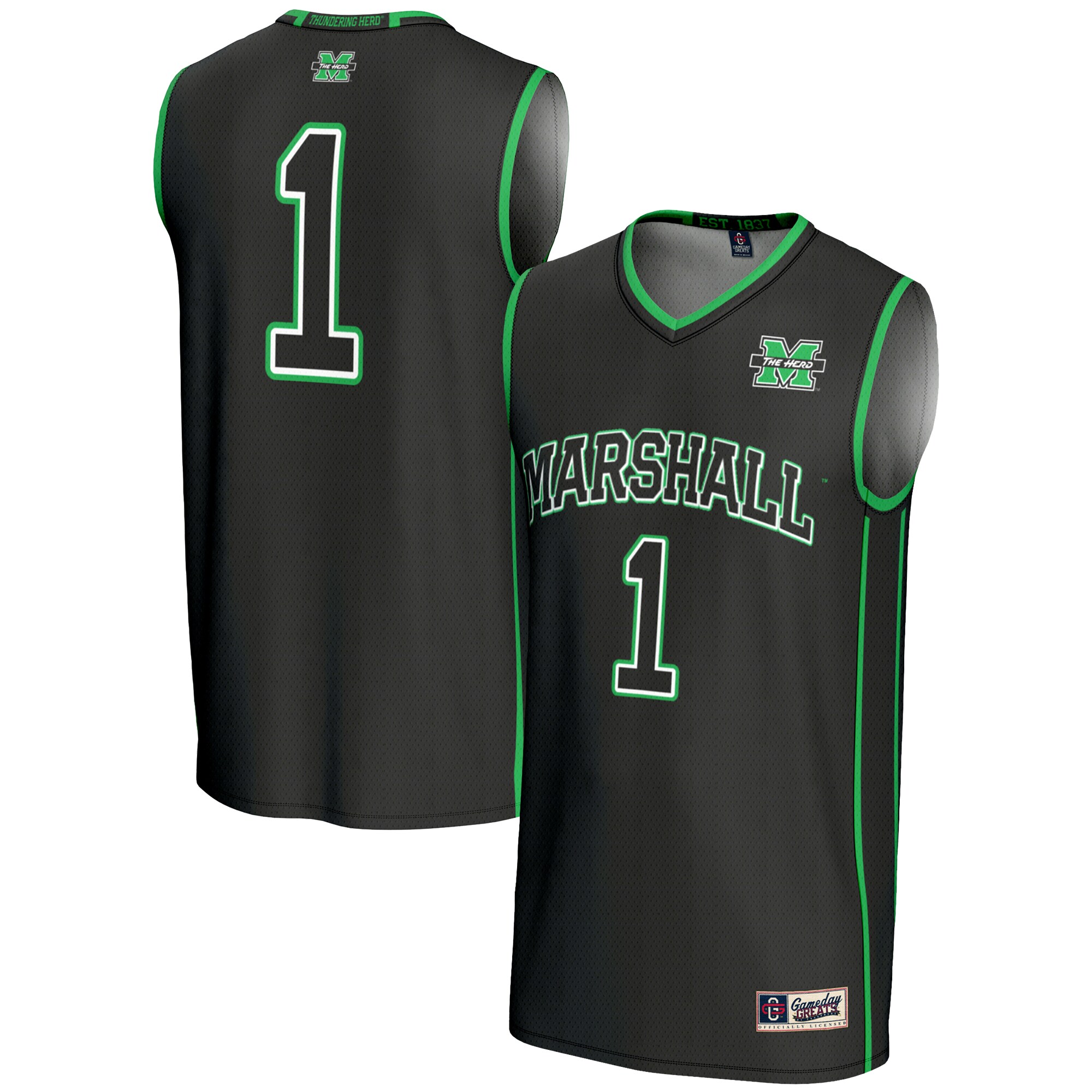 [DDG] Marshall Thundering Herd GameDay Greats Lightweight Basketball Jersey - Black