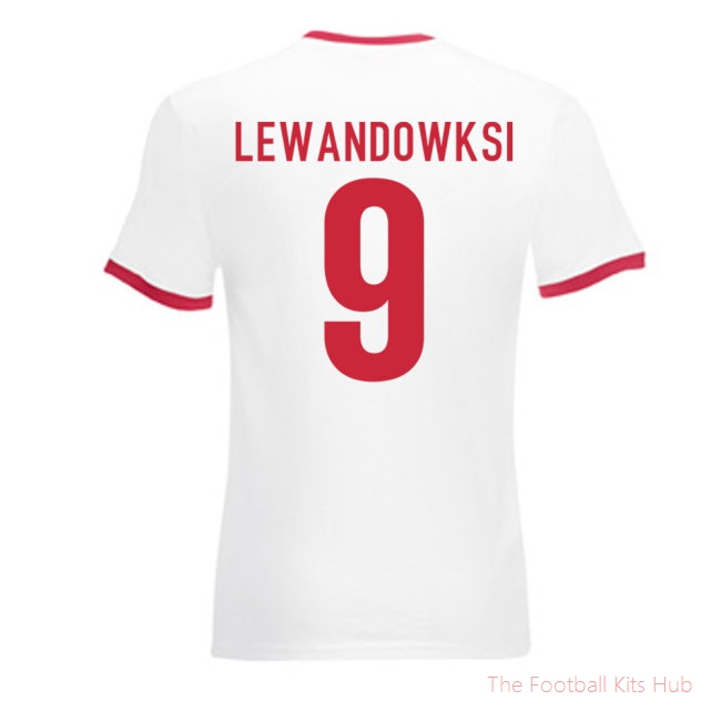Robert Lewandowski Poland Ringer Tee (white-red)