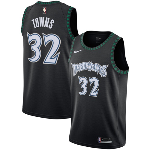Black LAC Minnesota Timberwolves #32 Nike Jersey Game Day Wear