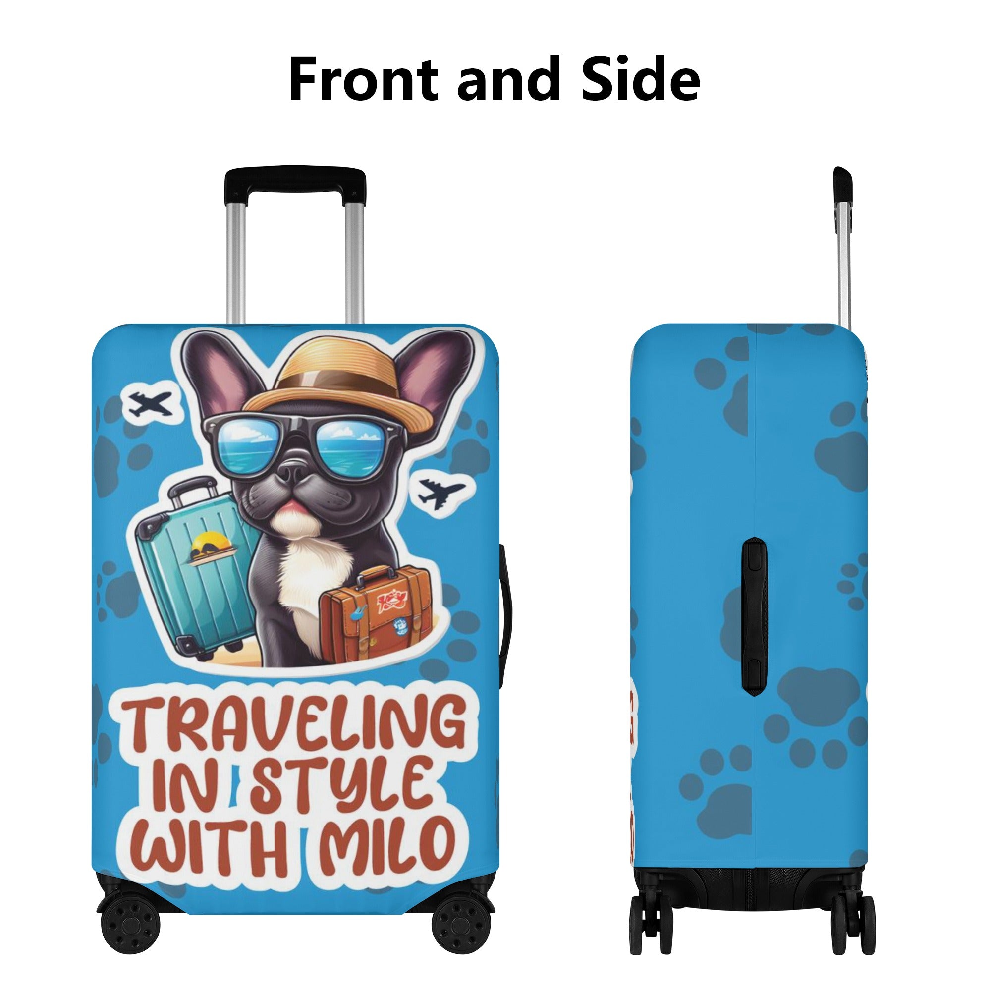 Personalized Luggage Cover with Frenchie Name - Luggage Cover