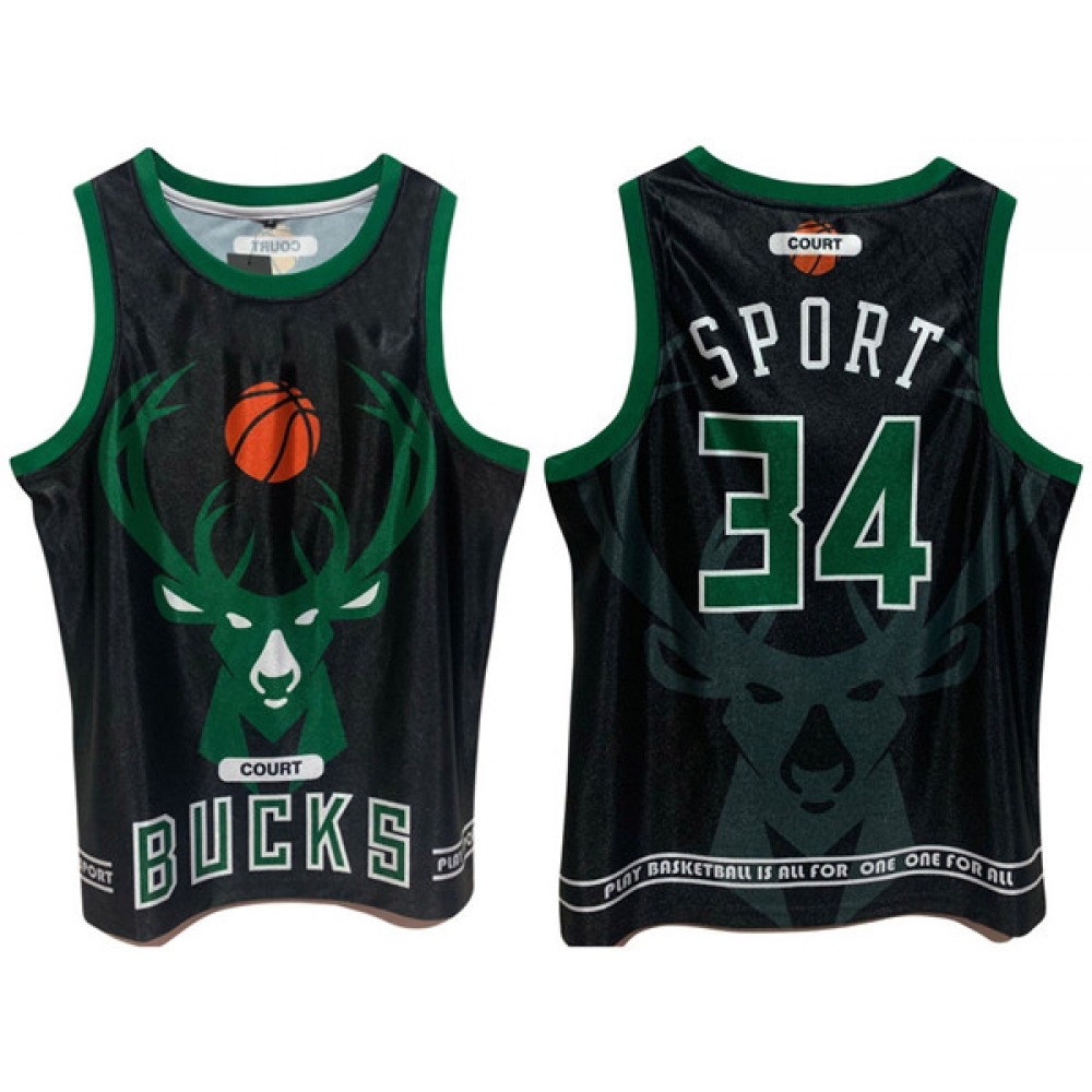 Top-Grade Men's Milwaukee Bucks #34 Giannis Black Basketball Jersey