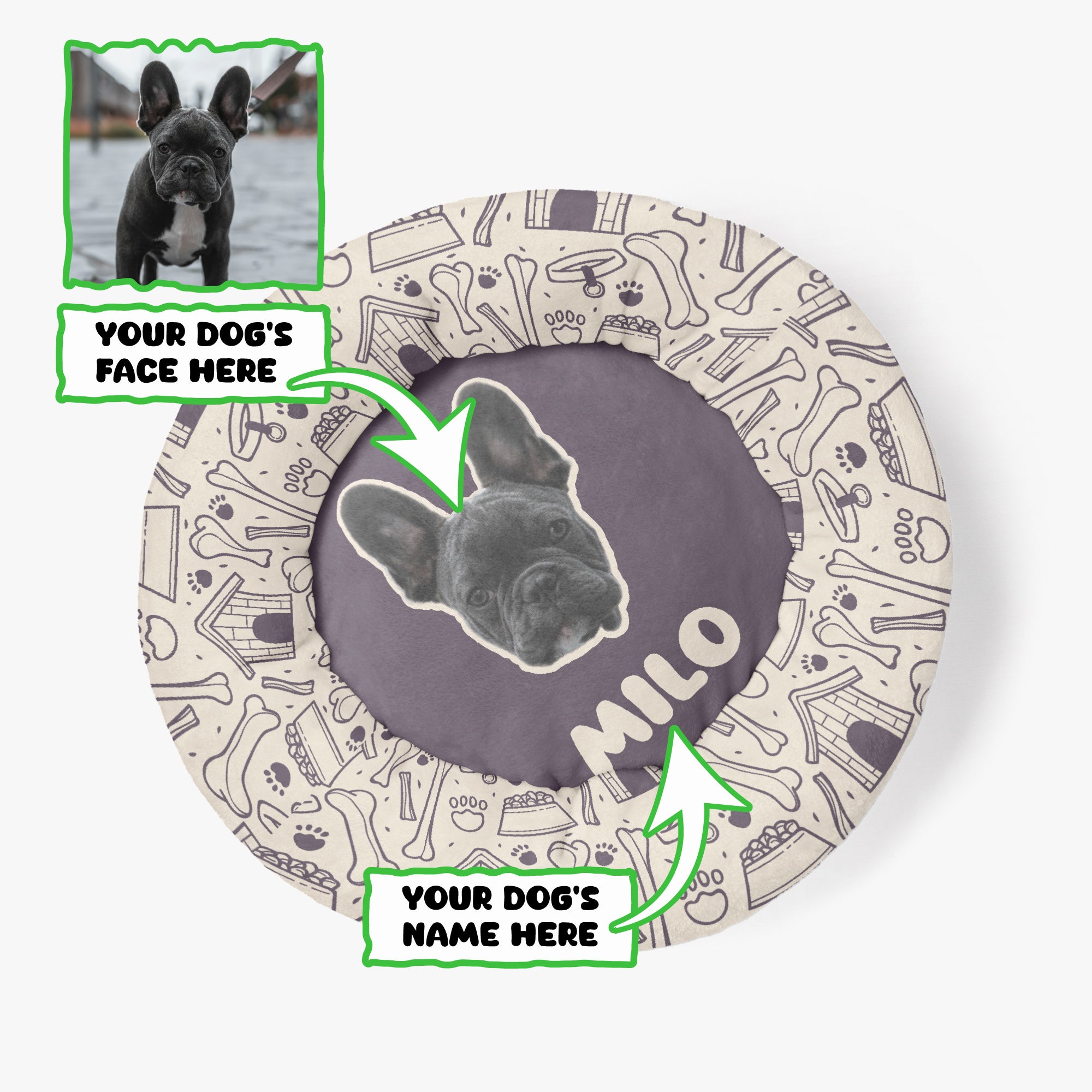 Indoor-Play Hank - Custom Cloud-comfort Frenchie Bed | Personalized A...