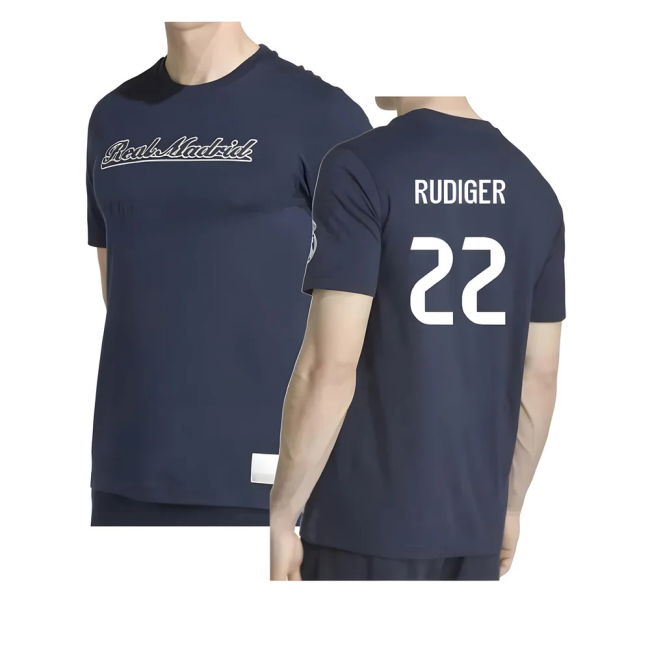2025-2026 Real Madrid US Tee (Navy) (Rudiger 22)