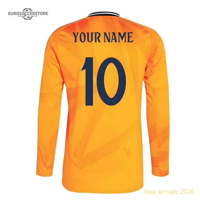 Top-Quality 2024-2025 Real Madrid Long Sleeve Away Shirt (Your Name)