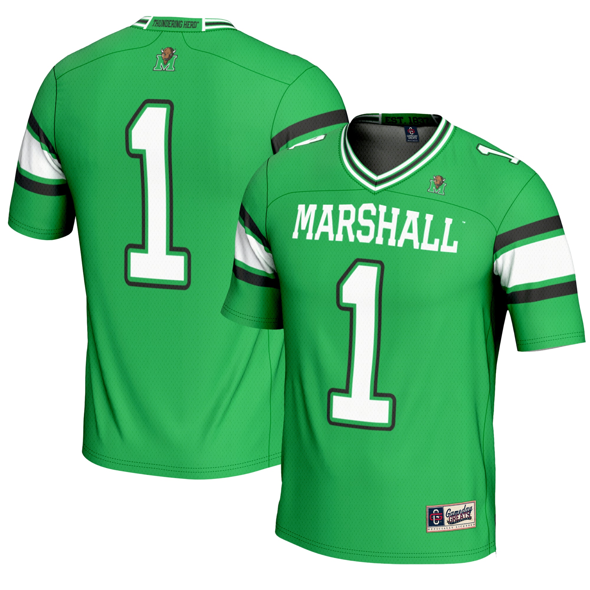 #1 Marshall Thundering Herd GameDay Greats Endzone 2026 Season Football Jersey - Kelly Green