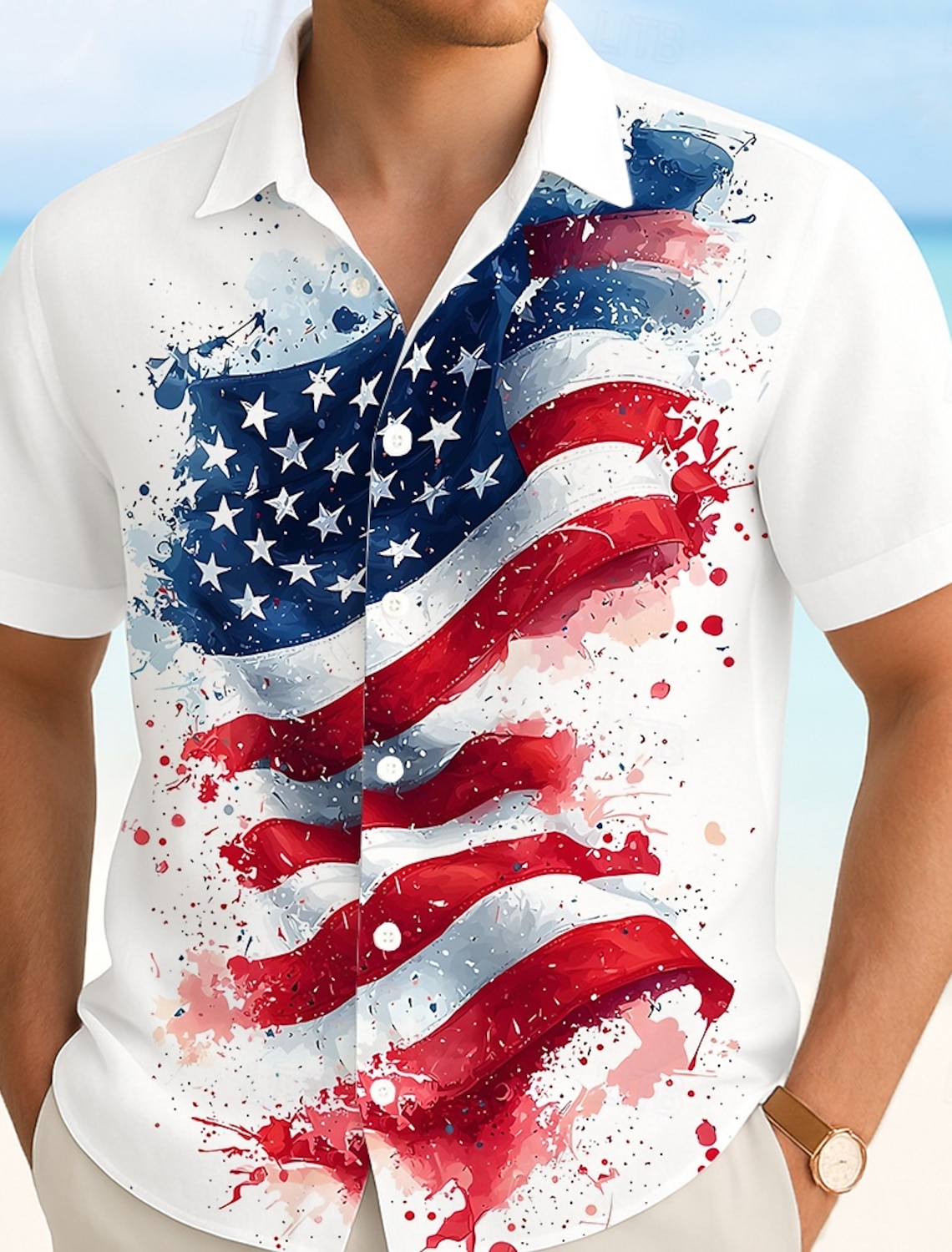 Men's Skull 4th of July U.S. 250th Anniversary US Flag Shirt Button Up Shirt Short Sleeve Patriotic Outdoor Holiday Summer Spring Turndown 3D Print Collared Shirts Black Dark Red Dark Blue