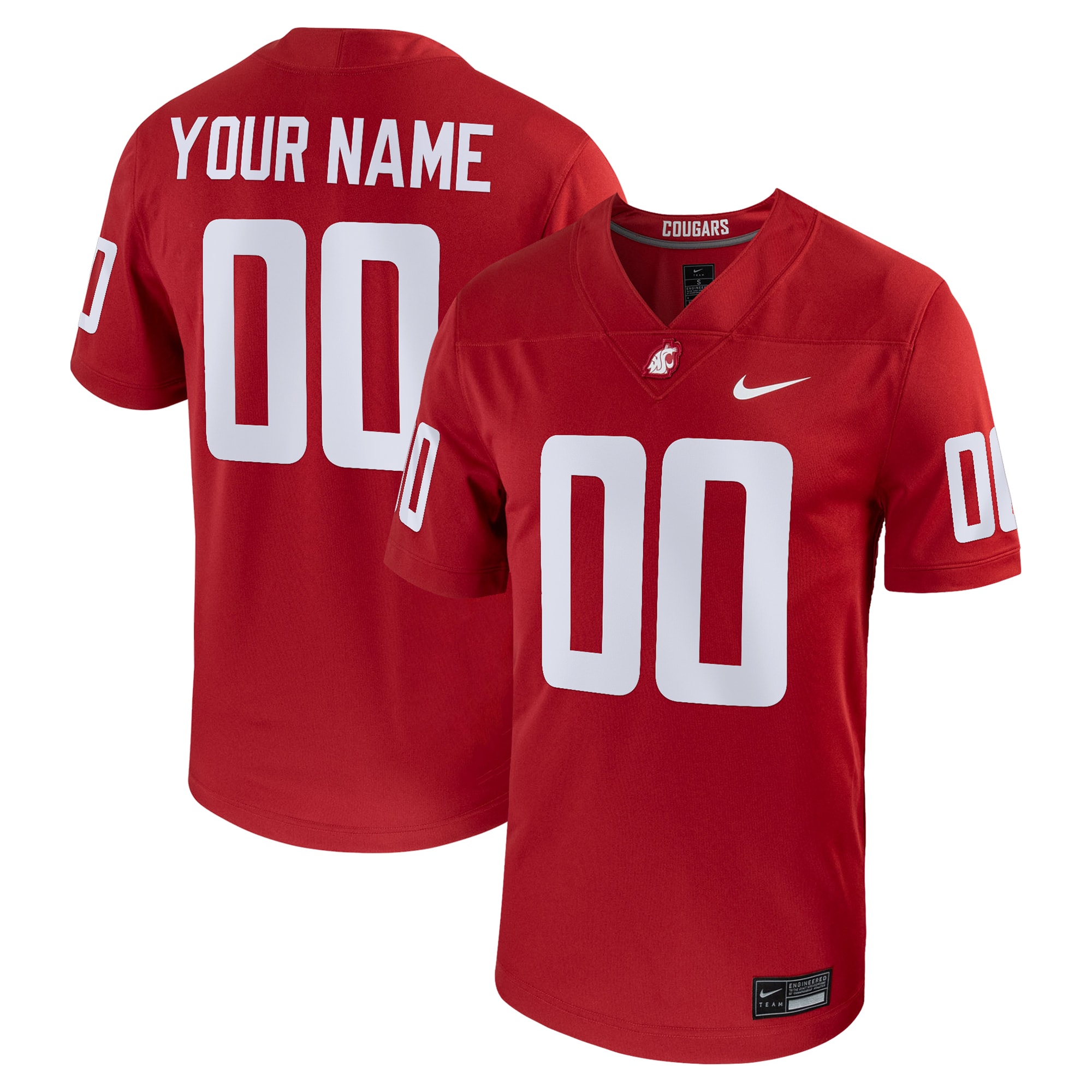 [NJP] Youth Washington State Cougars Football Custom Game Jersey - Crimson