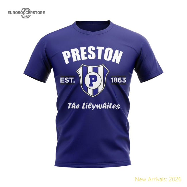 Preston Established Football T-Shirt Navy For Premier League Fans