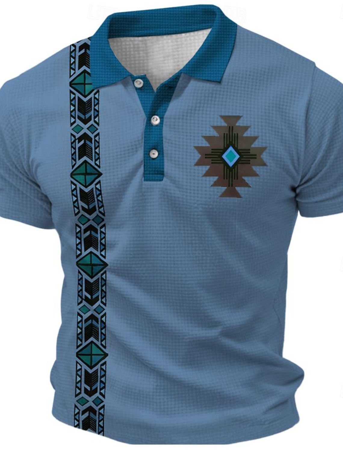 Men's Tribal Waffle Polo Shirts Golf Shirt Short Sleeve Collared