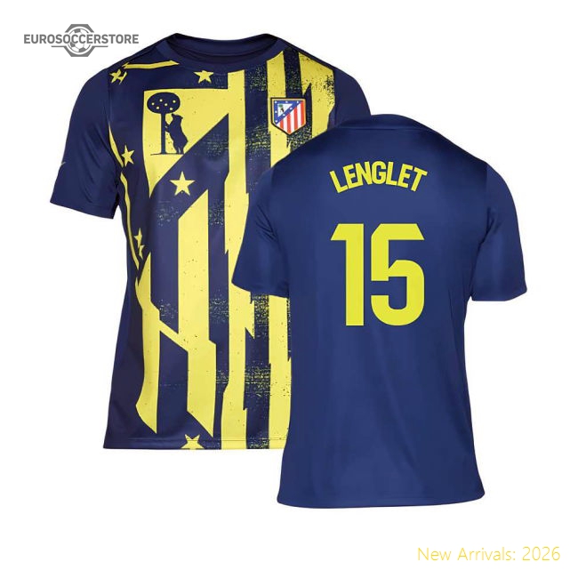 Top-Quality 2025-2026 Atletico Madrid Pre-Match Shirt (Blue-Yellow) (Lenglet