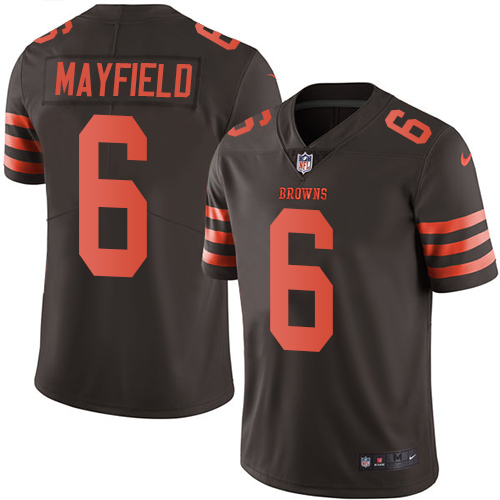 Official NFL Cleveland Browns #6 Baker Mayfield Brown L-v3