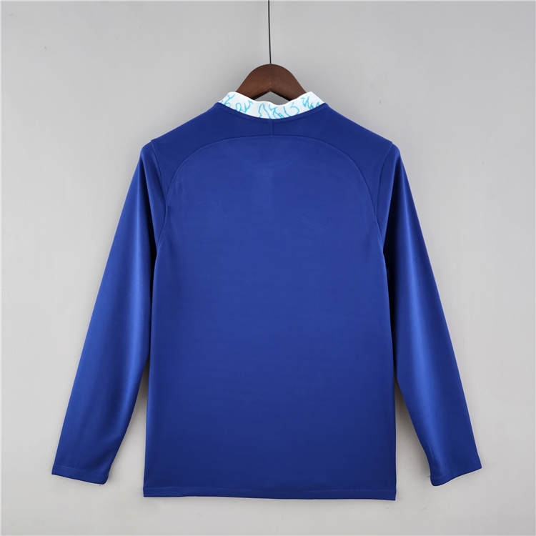 Breathable Chelsea 2223 Home Blue Soccer Jersey Long Sleeve Football