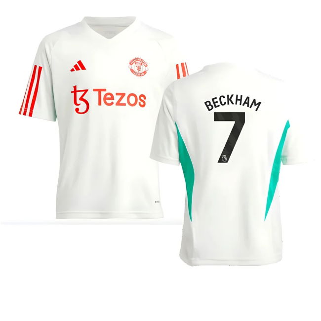 retro 2023-2024 Man Utd Training Jersey (White) - Kids (Beckham 7)