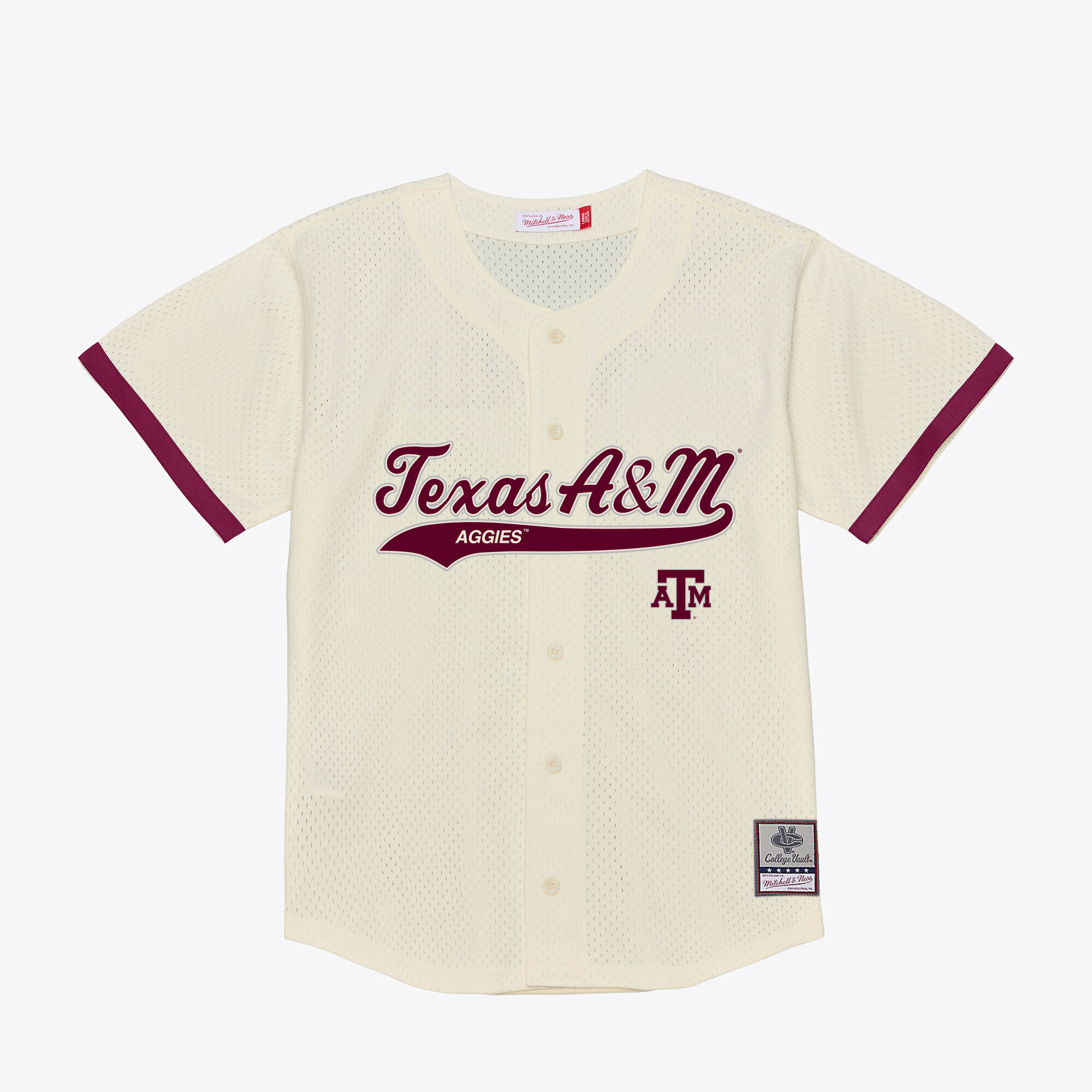 [NJP] Women's Texas A&M Aggies Mesh Button-Up Batting Practice Baseball Jersey - Cream