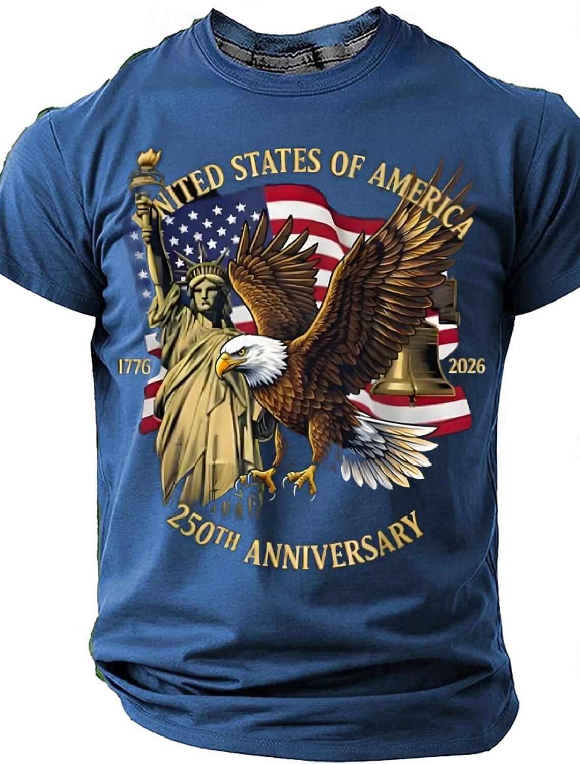4th of July 2026 250th Memorial Day Men's Bible 3D Print Crew Neck Short Sleeve T-Shirt Daily Street