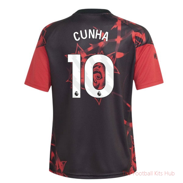 Manchester United 2026 2027 Home Pre Match Shirt (Red) Kids (Cunha 10)