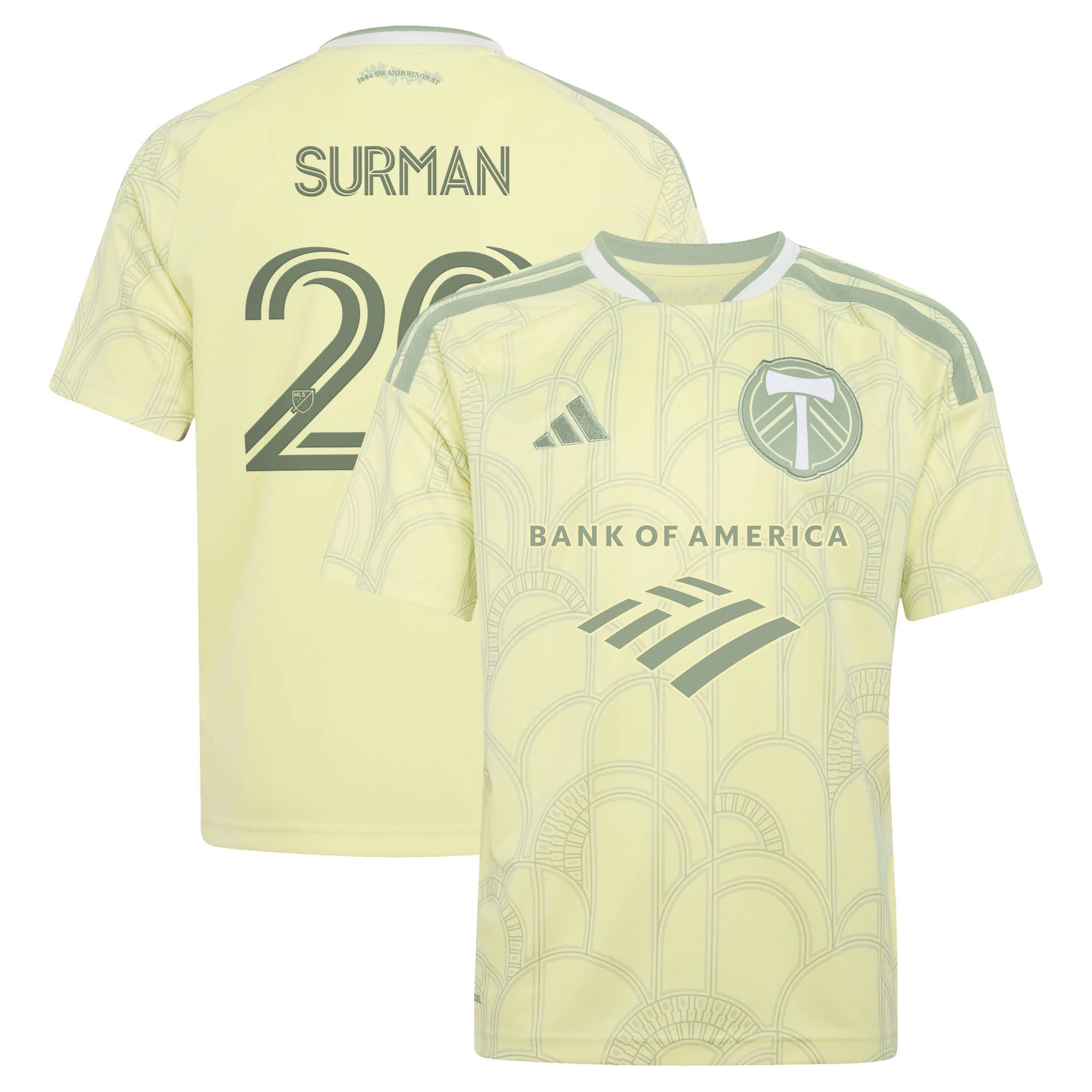 [SJH] Finn Surman Portland Timbers Youth 2026 Civic Stadium Kit Replica Jersey - Yellow