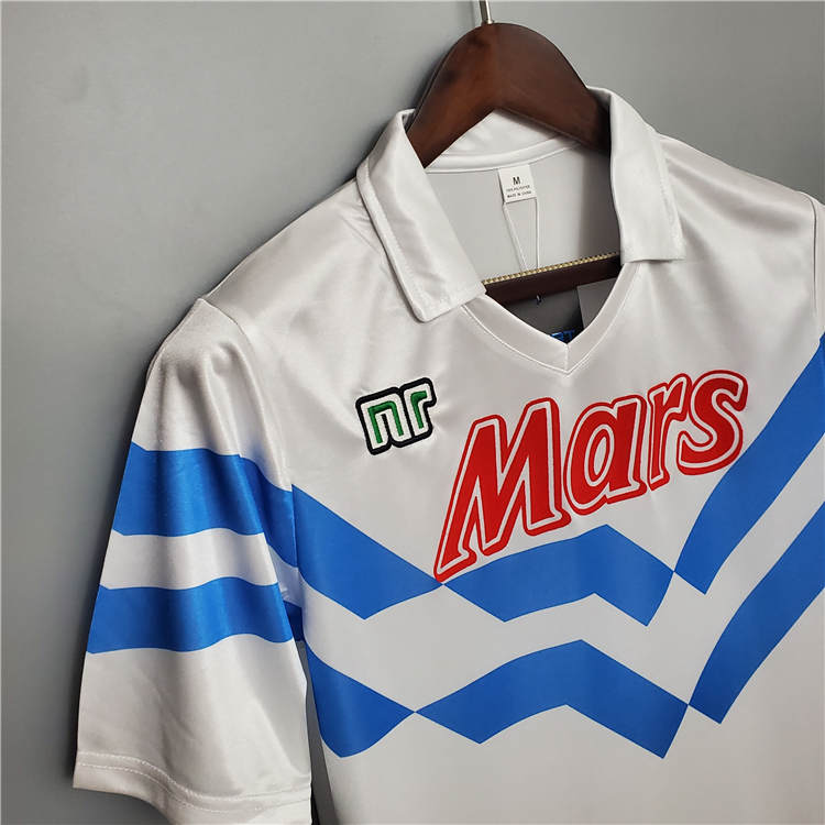 8889 Napoli Retro Football Shirt Away White Soccer Shirt - Official
