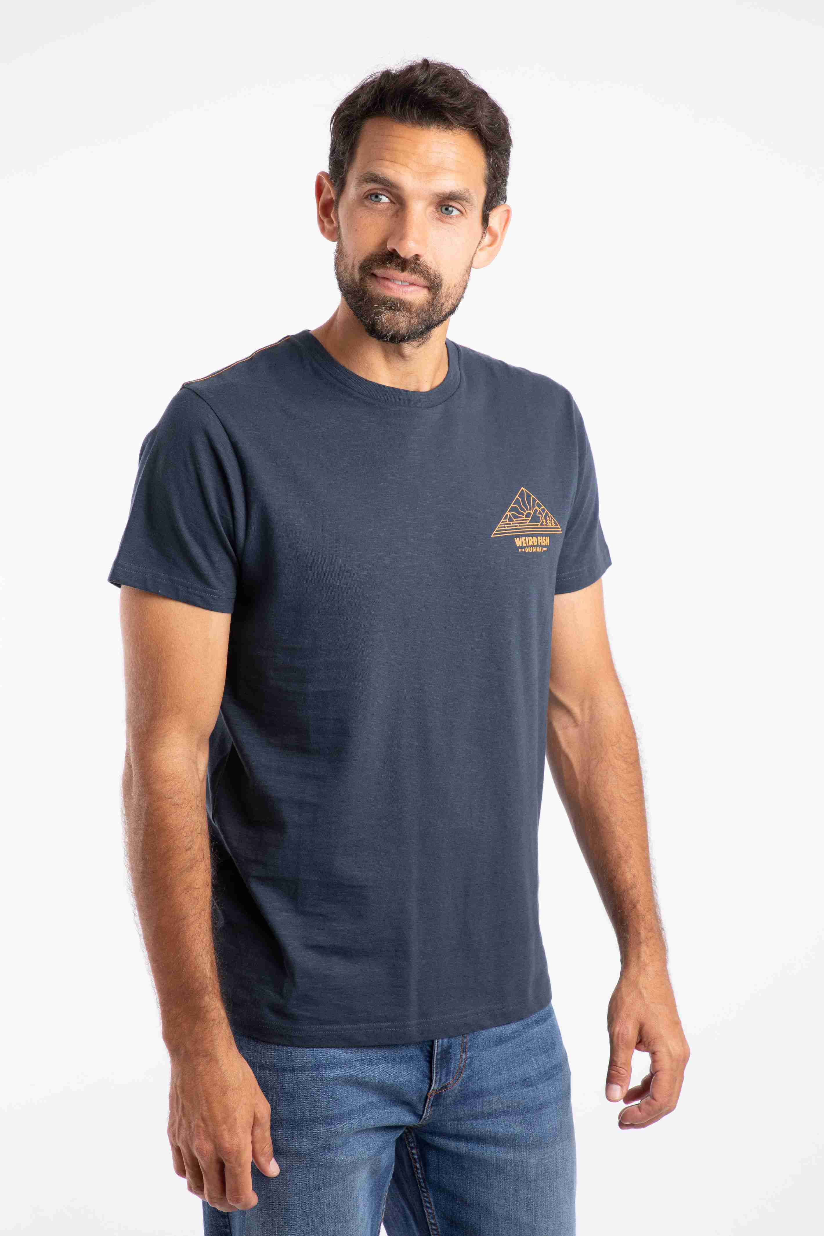 Pyramid View Back Print Graphic T-Shirt Navy