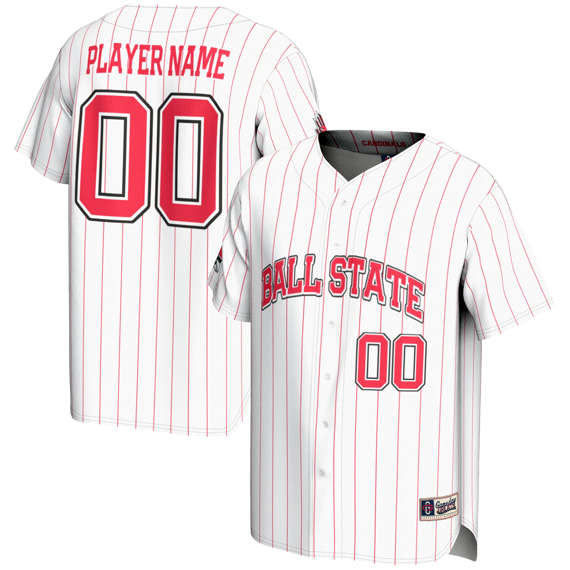 [NJP] Ball State Cardinals GameDay Greats NIL Pick-A-Player Lightweight Baseball Jersey - White