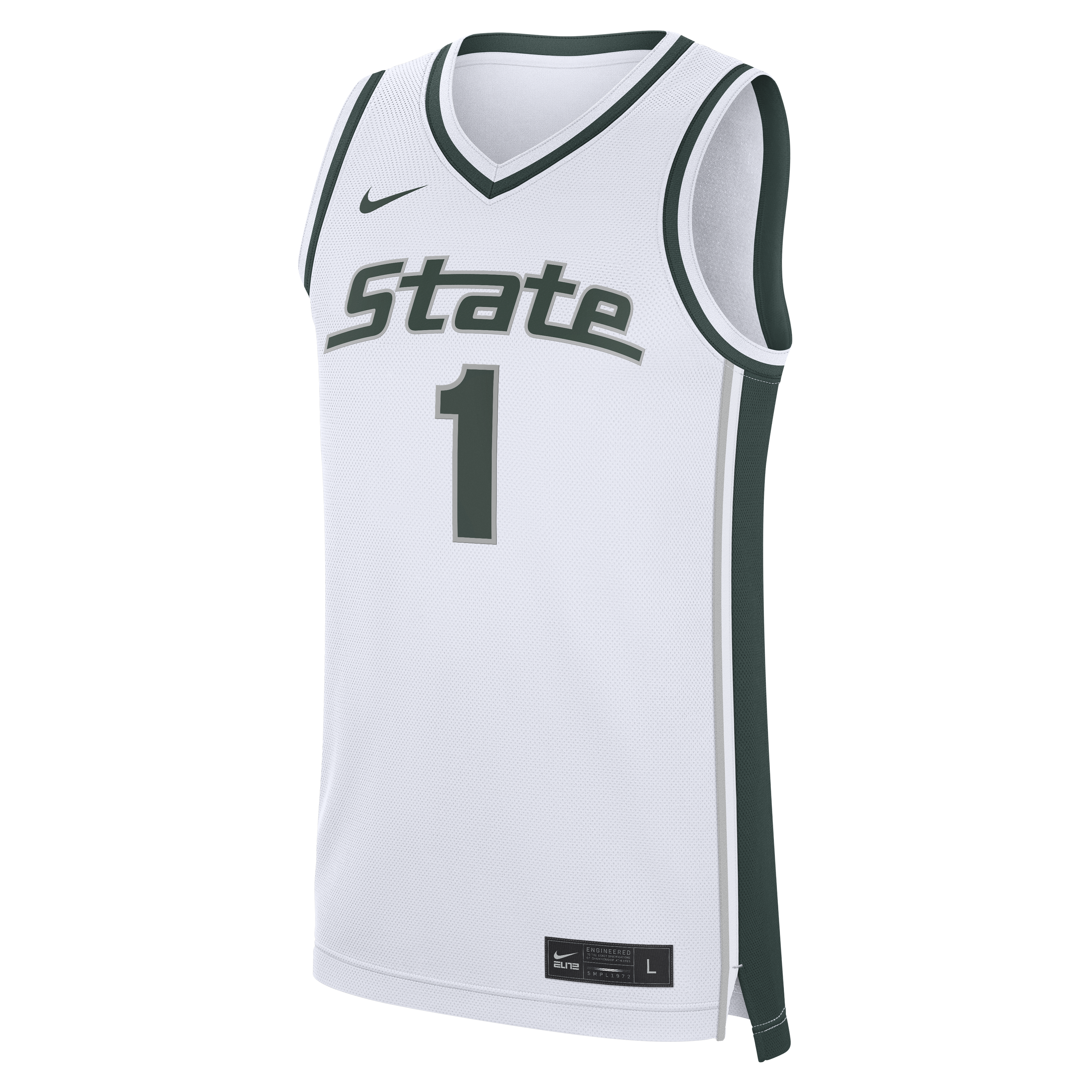 [NJP] Michigan State Spartans #1 Alternate Replica Basketball Jersey - White