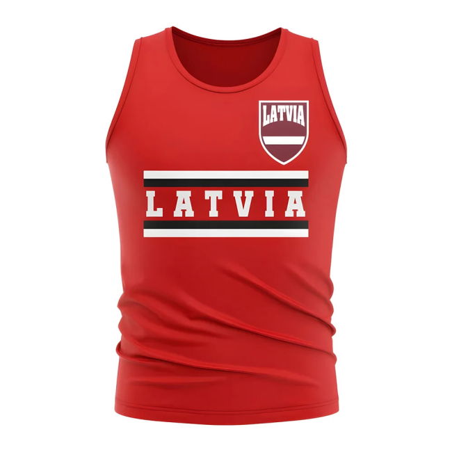 Latvia Core Football Country Sleeveless Tee (Red) Quality
