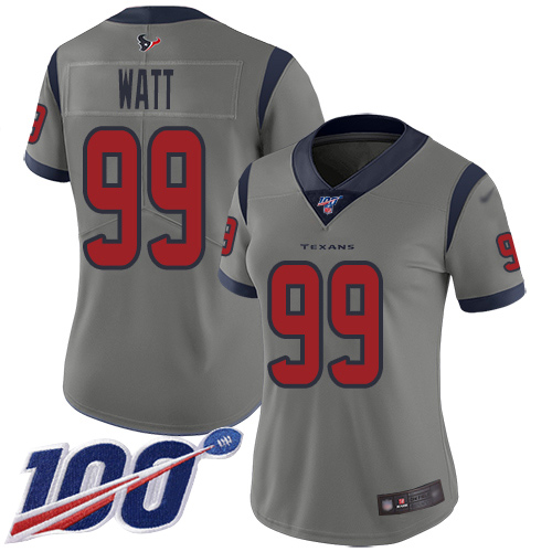 NFL H T Texans J.J. Watt #99 Gray Limited Game Jersey - Premium