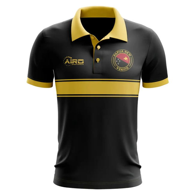 Professional Papua New Guinea Concept Stripe Polo Shirt (Black)