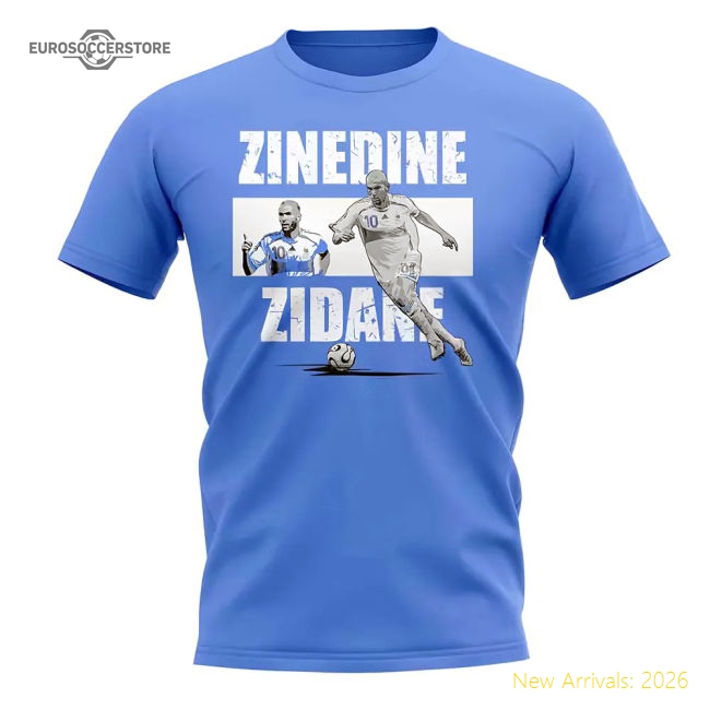 Zinedine Zidane Player Collage T-Shirt (Sky Blue)