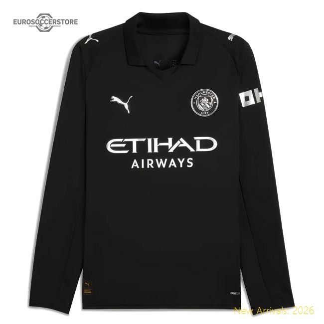 Authentic 2025-2026 Man City Long Sleeve Away Shirt - Premium Quality