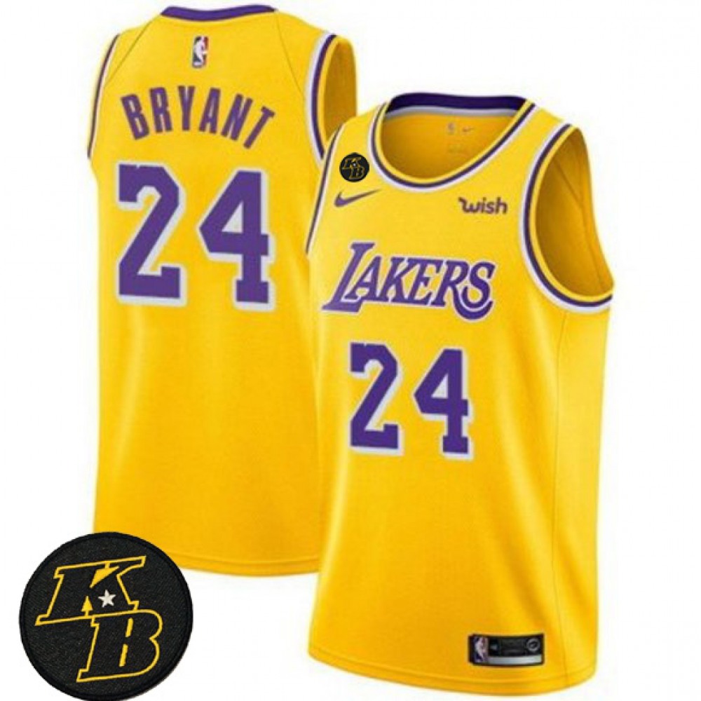 Affordable Men's LA Lakers #24 Kobe Yellow Basketball Jersey