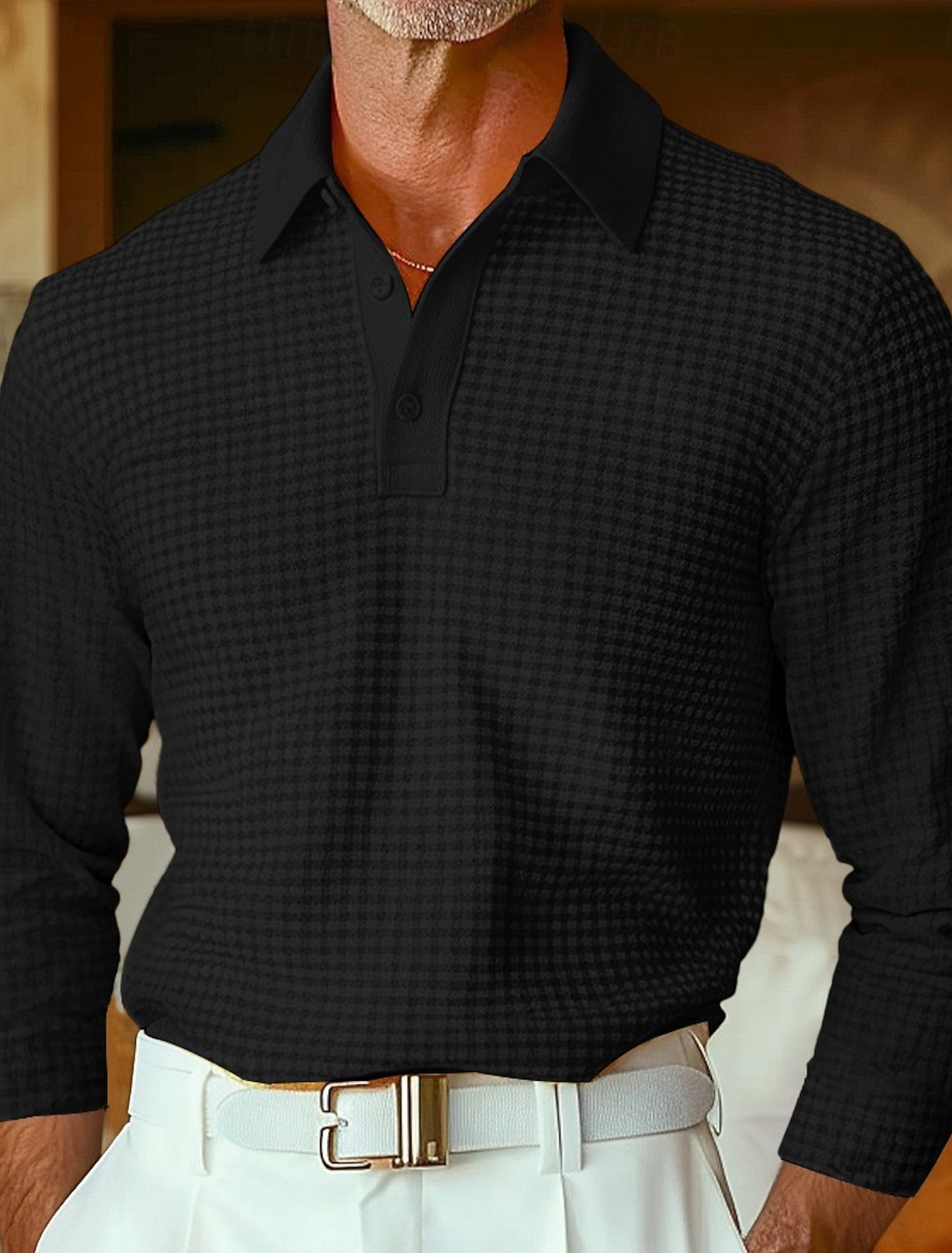 Men's Waffle Polo Shirts Textured Casual Holiday Lapel Ribbed Polo Collar Short Sleeve Fashion Basic Plain Buttons Soft Summer Spring Regular Fit White Yellow Burgundy Mint Green Green khaki Waffle