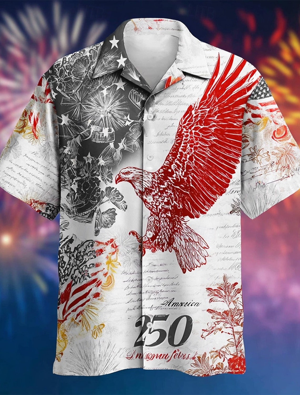 Men's 4th of July U.S. 250th Anniversary Eagle US Flag Shirt Button Up Shirt Short Sleeve Vintage Retro Outdoor Holiday Summer Spring Turndown 3D Print Collared Shirts White 1 White White 2
