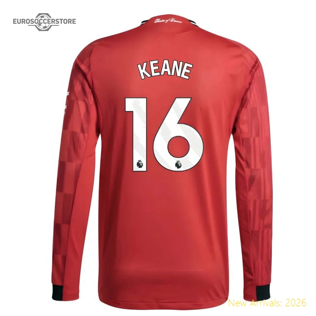 2025-2026 Man Utd Long Sleeve Home Jersey (Keane 16) For Premier