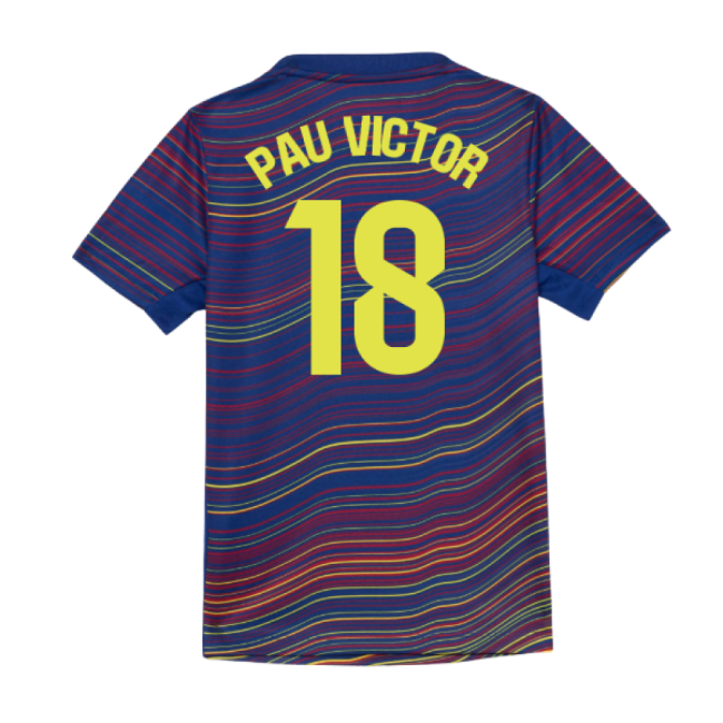 High-Quality 2025-2026 Barcelona Academy Pro Pre Match Shirt (Blue) - Kids (Pau Victor