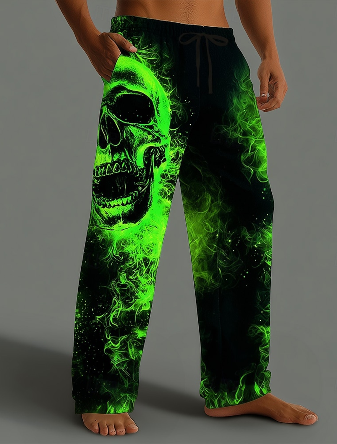 Men's Costumes Skulls Trousers Baggy Pants Casual Mid Waist Dark