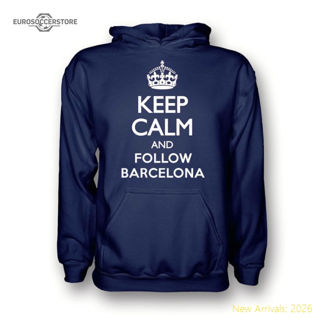 Keep Calm And Follow Barcelona Hoody (Navy) - Kids Supporter Version