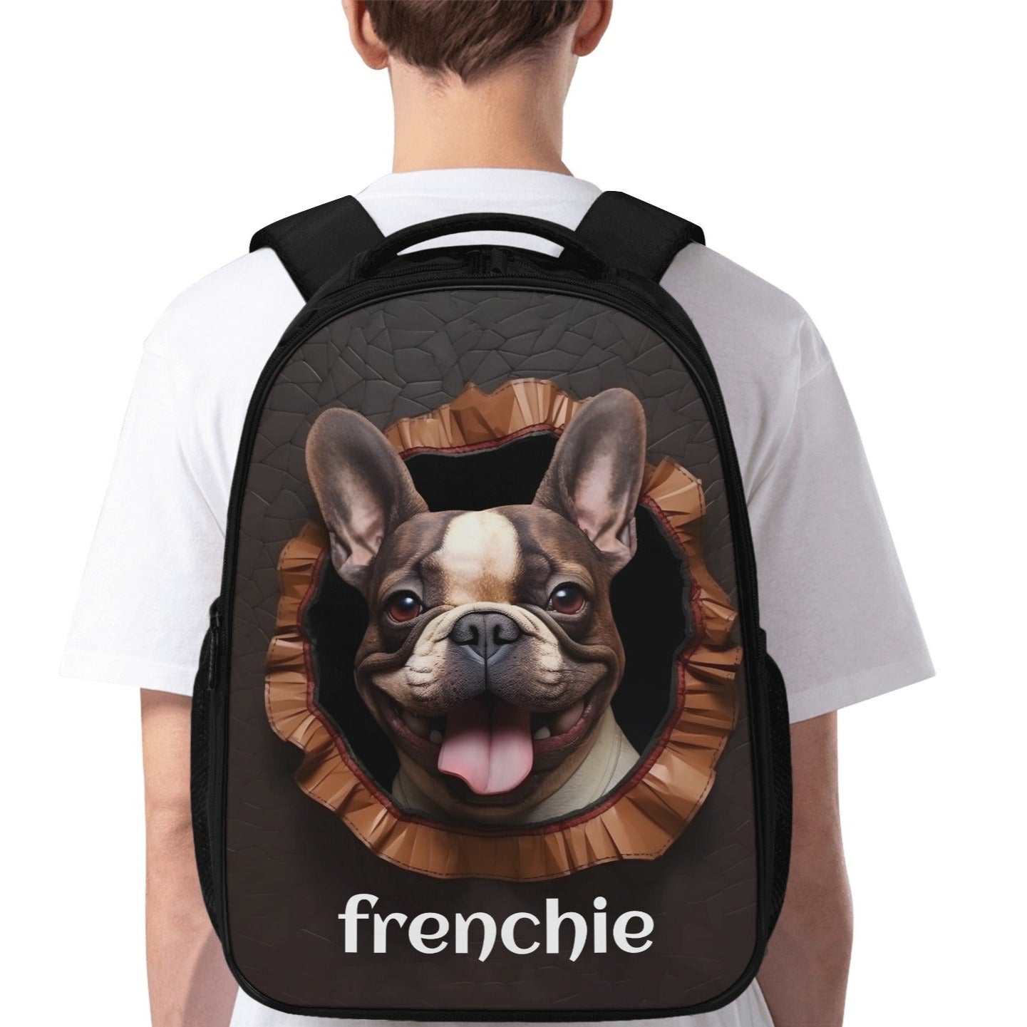 French Bulldog Lover Luxury Style 16 Inch Dual Compartmen Backpack Cute Wall Art