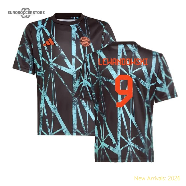 Fan-Favorite 2024-2025 Bayern Munich Pre-Match Shirt (Black) - Kids (Lewandowski