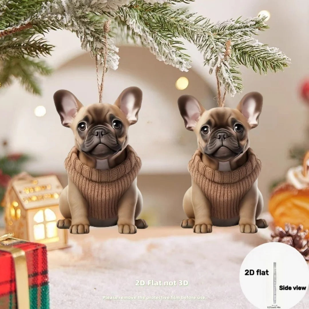 Premium French Bulldog Keychain – Cute 2d Acrylic Ornament for Street