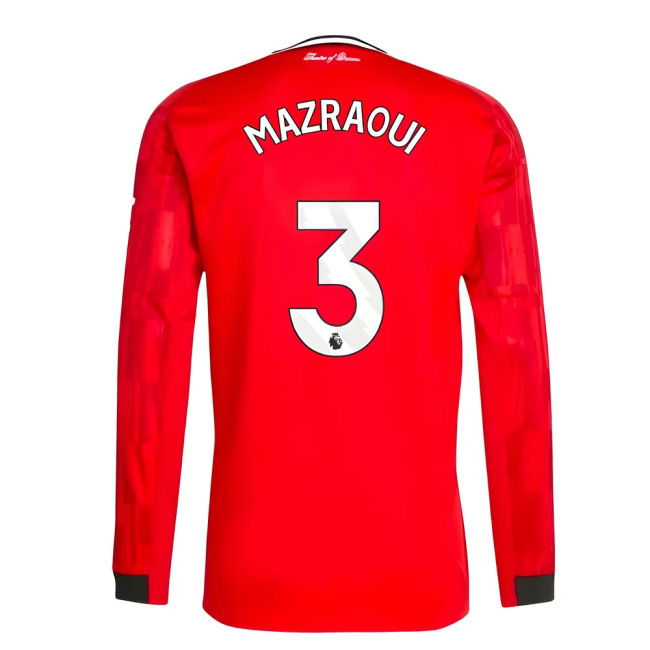 Football Man Utd Long Sleeve Home Shirt Mazraoui #3 Match Quality ...