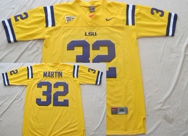 Men's LSU Tigers LA #32 Martin Yellow Yellow 2024 college football