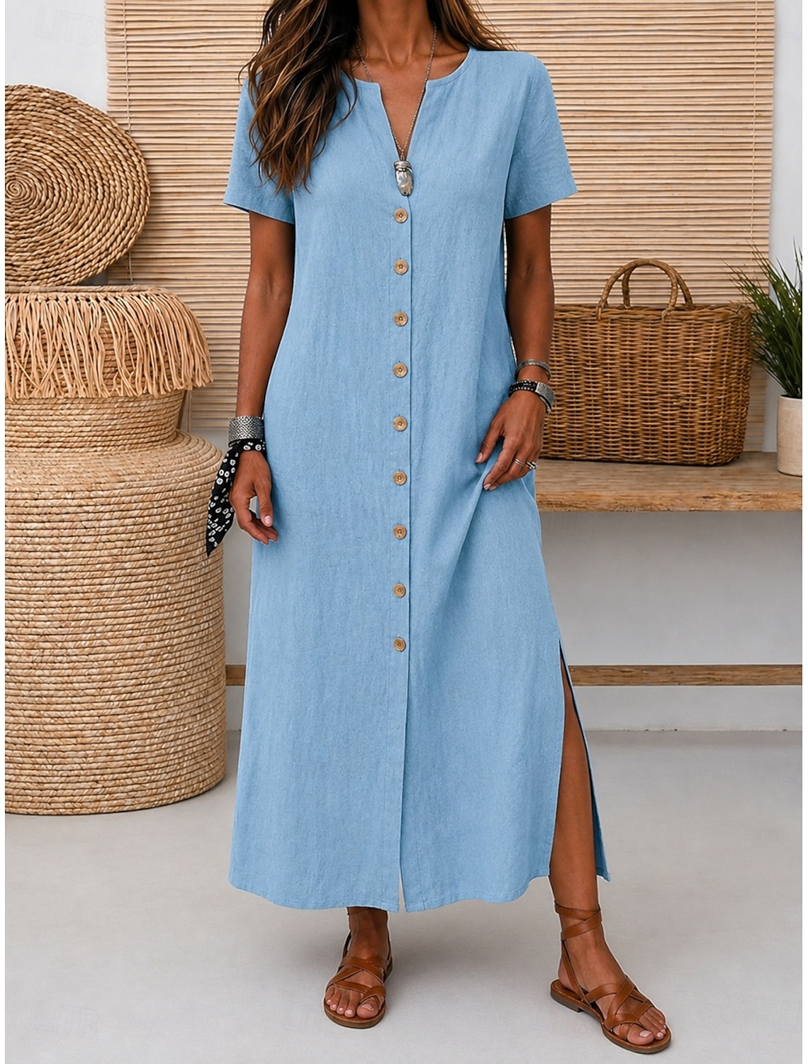 Women's Maxi Dress Shift Dress Sundress Casual Daily Loose Fit Plain Sleeveless Crew Neck Blue Black White Light Green Summer Spring Fall